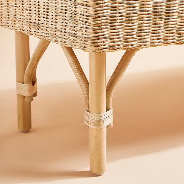 TOLKNING bench with storage, handmade rattan, 120 cm