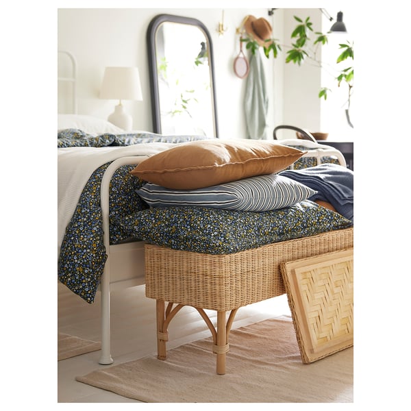 TOLKNING bench with storage, handmade rattan, 120 cm