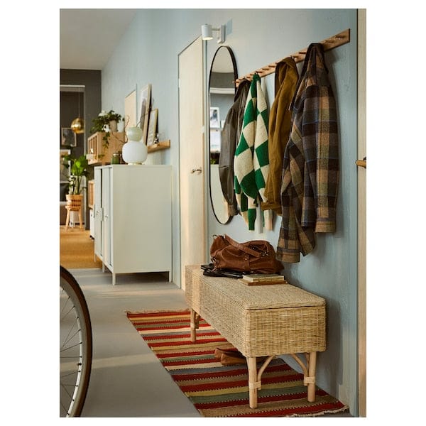 Ikea TOLKNING - Bench with storage, handmade rattan, 120 cm