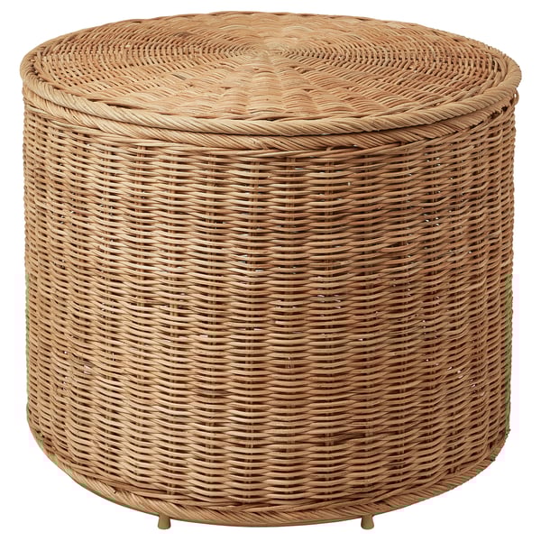 TOLKNING pouffe with storage, handmade rattan, 50 cm