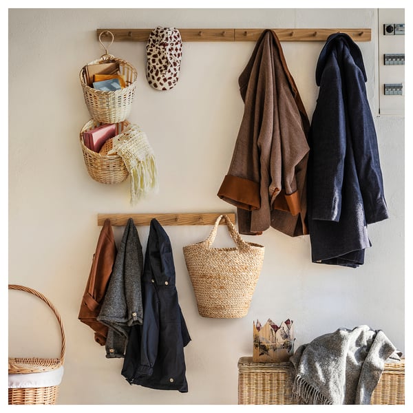 TOLKNING basket hanging, set of 2, handmade bamboo, 20x57x20 cm