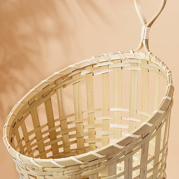 TOLKNING basket hanging, set of 2, handmade bamboo, 20x57x20 cm