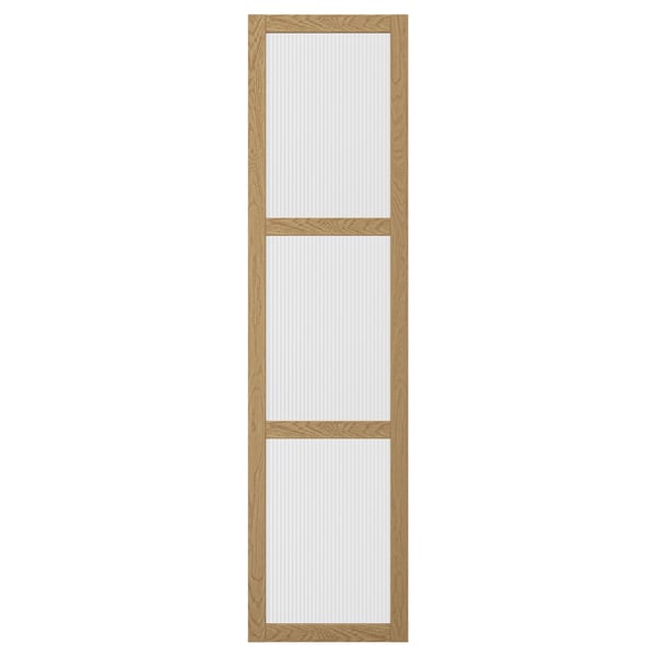 TONSTAD door with hinges, oak veneer/glass, 50x195 cm