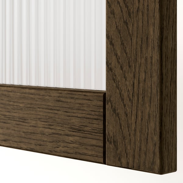 TONSTAD door with hinges, brown/stained oak veneer glass, 50x195 cm