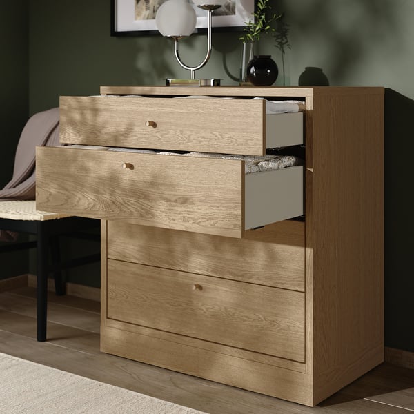 TONSTAD chest of 4 drawers, oak veneer, 82x47x90 cm