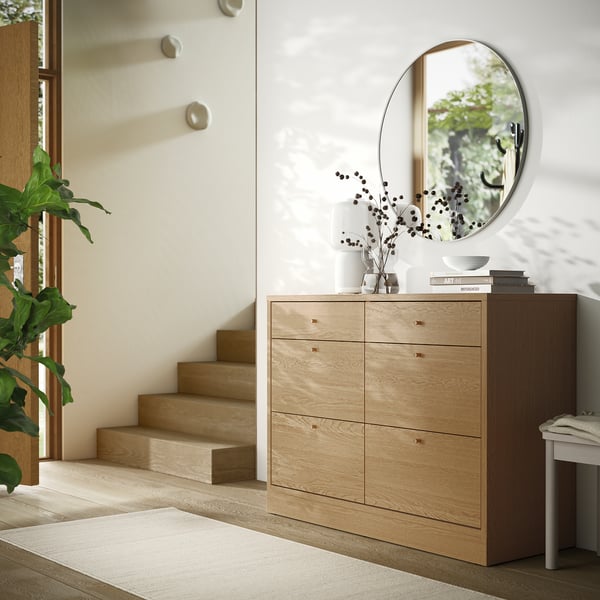 TONSTAD chest of 6 drawers, oak veneer, 120x47x90 cm