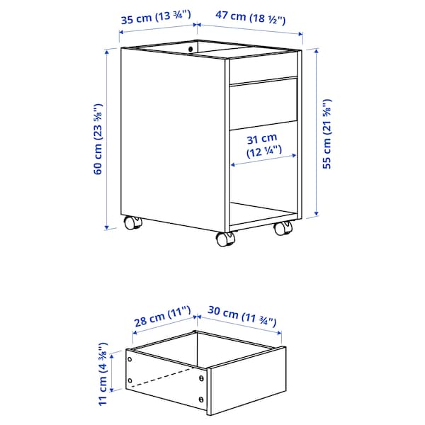 TONSTAD drawer unit on castors, off-white, 35x60 cm
