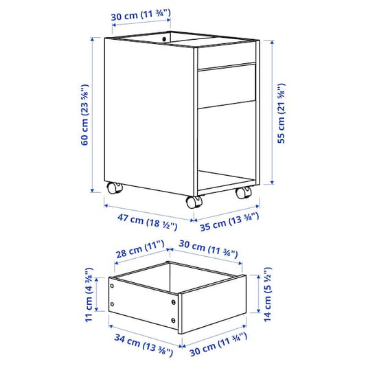 Ikea TONSTAD - Drawer unit on castors, oak veneer, 35x60 cm