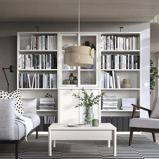 Ikea TONSTAD - Storage comb w sliding glass doors, off-white/clear glass, 243x47x201 cm