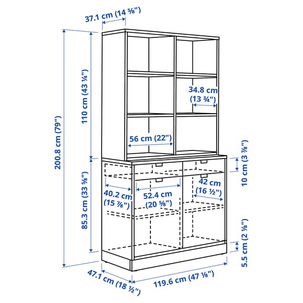 TONSTAD storage combination, off-white, 120x47x201 cm