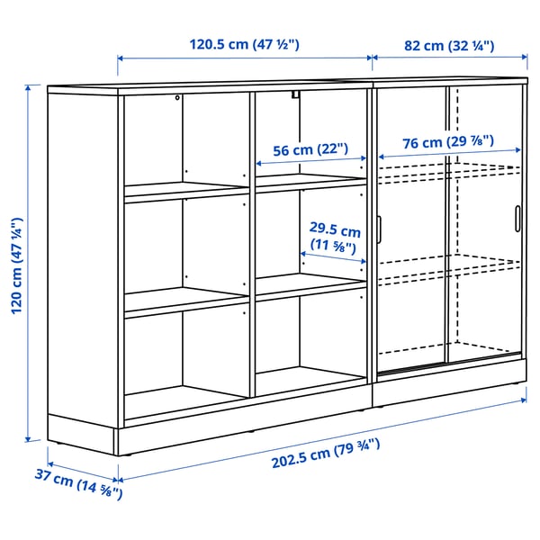 TONSTAD storage combination, oak veneer, 202x37x120 cm