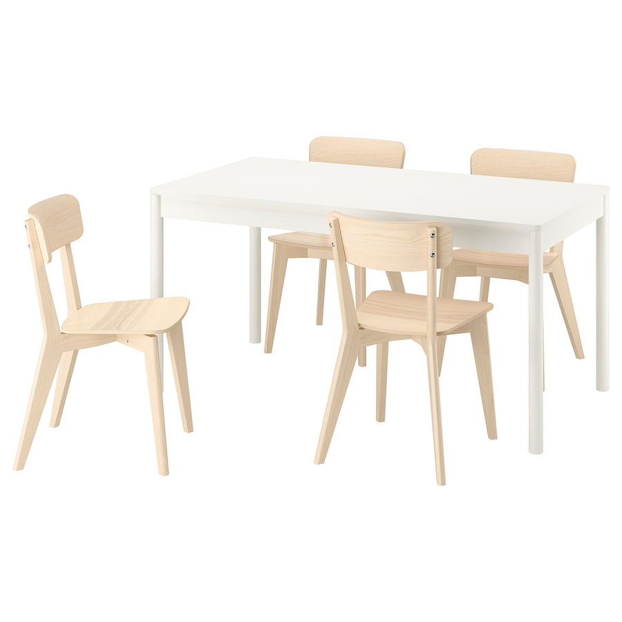 TONSTAD / LISABO table and 4 chairs, off-white/ash, 150x80 cm
