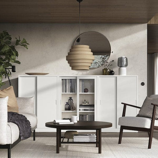 Ikea TONSTAD - Storage combination w sliding doors, off-white/clear glass, 243x37x116 cm