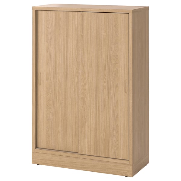TONSTAD cabinet with sliding doors, oak veneer, 82x37x120 cm