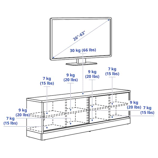 TONSTAD TV bench, off-white, 177x37x56 cm