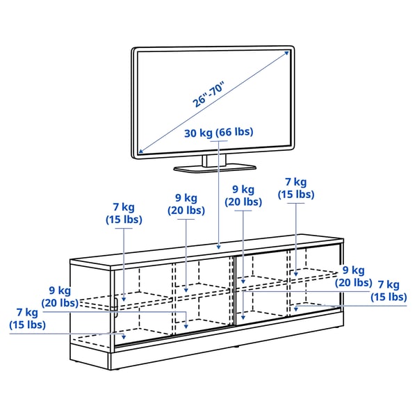 TONSTAD TV bench, off-white, 177x37x56 cm