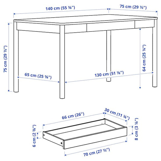 Ikea TONSTAD - Desk, brown stained oak veneer, 140x75 cm
