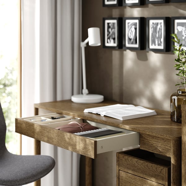 TONSTAD desk, brown stained oak veneer, 120x47 cm