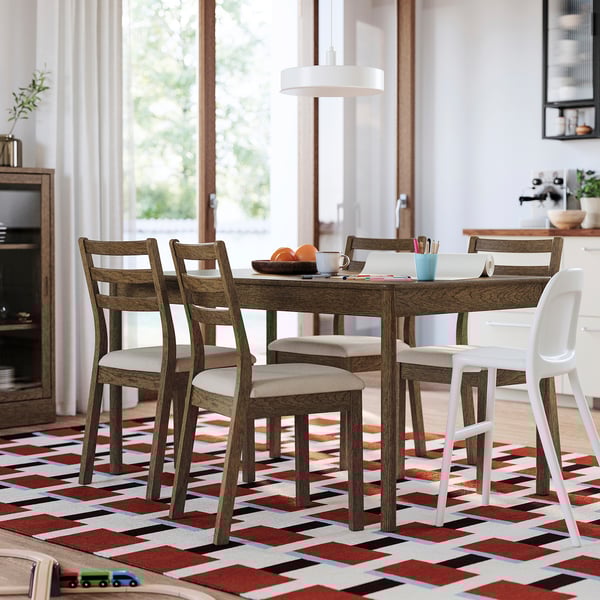 TONSTAD chair, brown oak effect/Fridtuna light beige, 42x88x48 cm