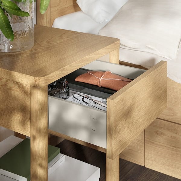 Ikea TONSTAD - 3-piece bedroom set, underbed storage included/oak veneer,140x200 cm
