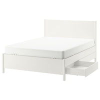 TONSTAD bed frame with storage, off-white/Lönset, 160x200 cm