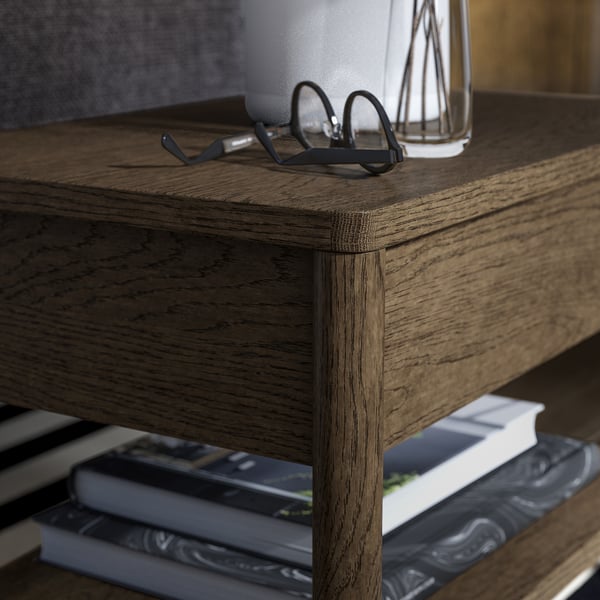 TONSTAD side table, brown stained oak veneer, 64x40 cm