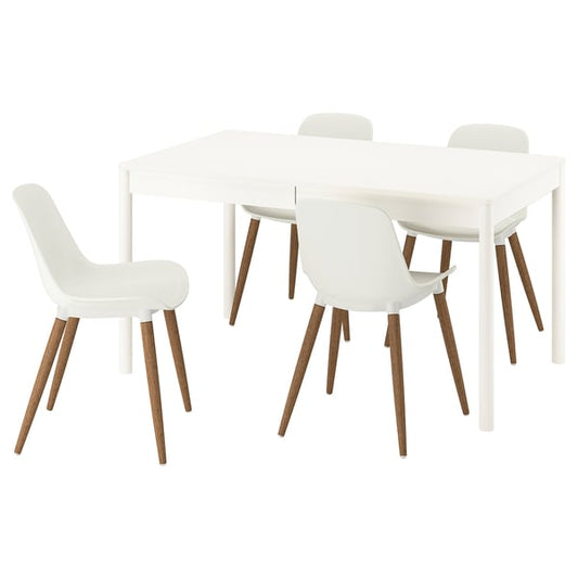 TONSTAD table and 4 chairs, off-white/white, 140/196x85 cm