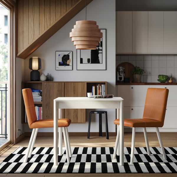 TONSTAD / TONSTAD table and 2 chairs, off-white/Bomstad golden brown off-white, 80/120x70 cm
