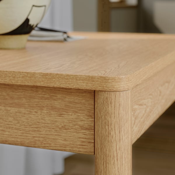 TONSTAD / TONSTAD table and 2 chairs, oak veneer/oak effect Fridtuna light beige, 80/120x70 cm
