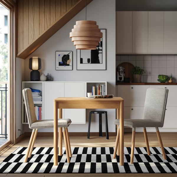 TONSTAD / TONSTAD table and 2 chairs, oak veneer/Viarp beige/brown oak effect, 80/120x70 cm