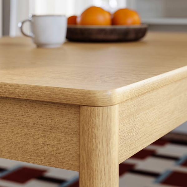TONSTAD / TONSTAD table and 4 chairs, oak veneer/Bomstad golden brown oak effect, 140/196x85 cm