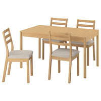 TONSTAD / TONSTAD table and 4 chairs, oak veneer/oak effect Fridtuna light beige, 140/196x85 cm