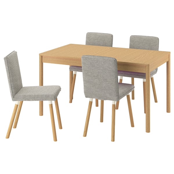 TONSTAD / TONSTAD table and 4 chairs, oak veneer/Viarp beige/brown oak effect, 140/196x85 cm