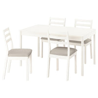 TONSTAD / TONSTAD table and 4 chairs, off-white/off-white Fridtuna light beige, 140/196x85 cm