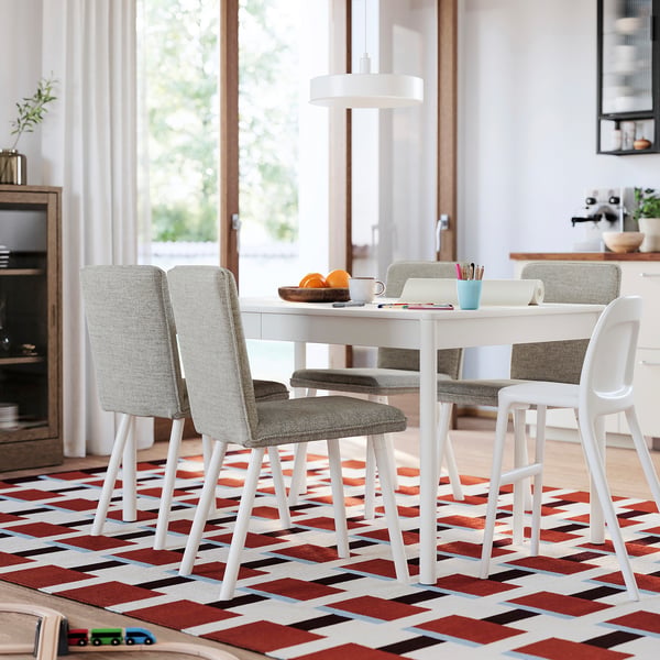 TONSTAD / TONSTAD table and 4 chairs, off-white/Viarp beige/brown off-white, 140/196x85 cm