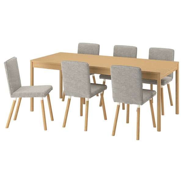 TONSTAD / TONSTAD table and 6 chairs, oak veneer/Viarp beige/brown oak effect, 200x85 cm