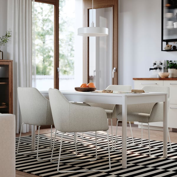 TONSTAD / TOSSBERG table and 4 chairs, off-white/Gunnared beige white, 150x80 cm