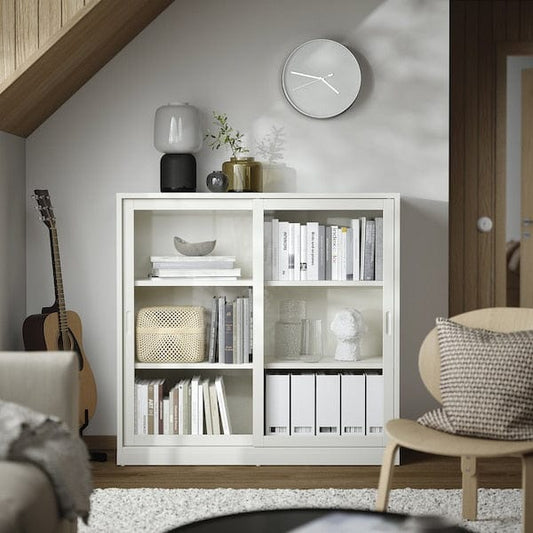 Ikea TONSTAD - Cabinet with sliding glass doors, off-white, 120x37x116 cm