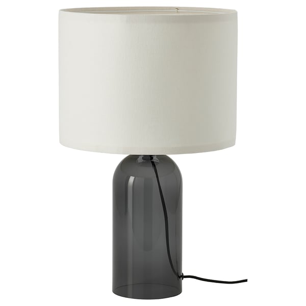 TONVIS table lamp, smoked glass/white, 52 cm