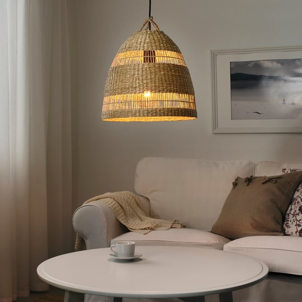 TORARED pendant lamp shade, sedge/handmade, 36 cm