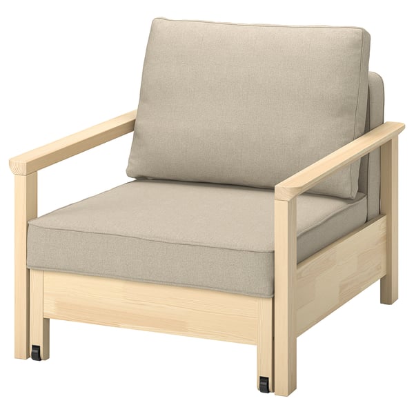 TORNSBORG armchair-bed, Naggen beige/pine, 195x84 cm