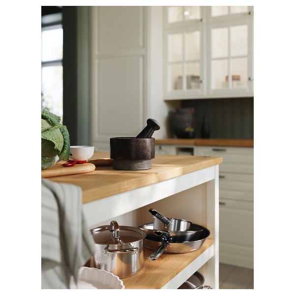 TORNVIKEN kitchen island, off-white/oak, 126x77 cm