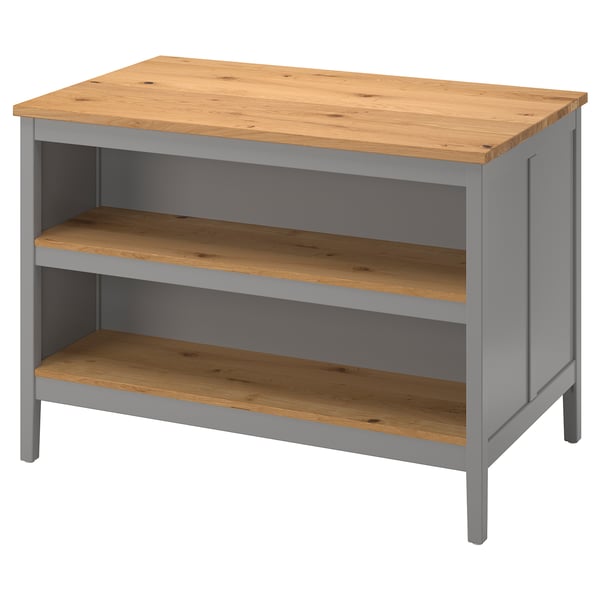 TORNVIKEN kitchen island, grey/oak, 126x77 cm