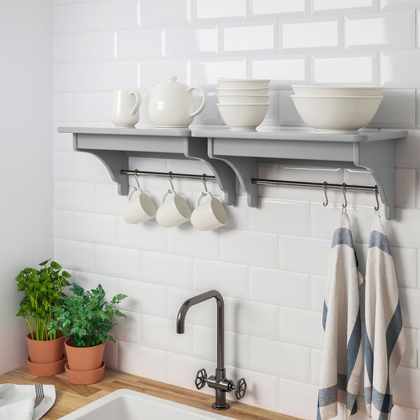 TORNVIKEN wall shelf, grey, 50 cm