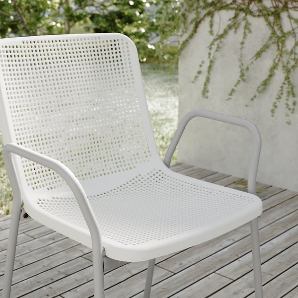 TORPARÖ chair with armrests, outdoor, white, 55x80x54 cm