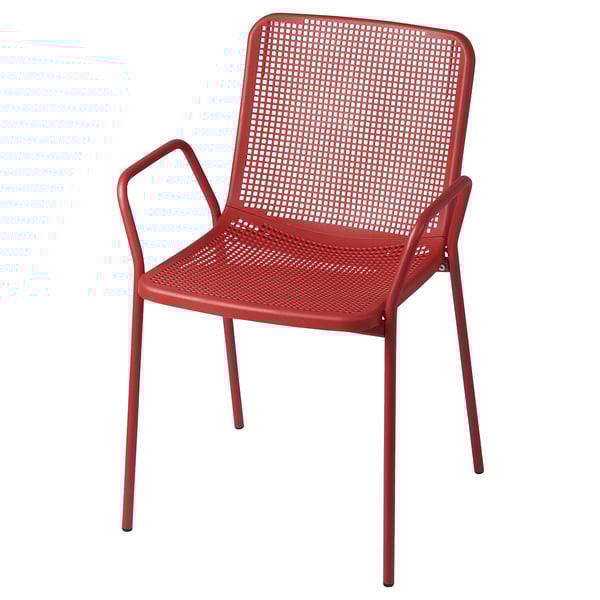 TORPARÖ chair with armrests, outdoor, red, 55x80x54 cm