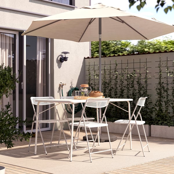 TORPARÖ table, outdoor, white/foldable, 130x74 cm