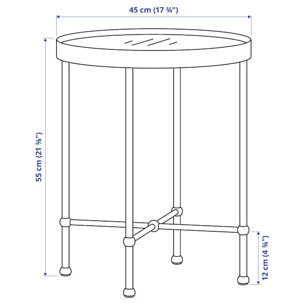 TORSJÖ side table, gold effect/glass, 45 cm