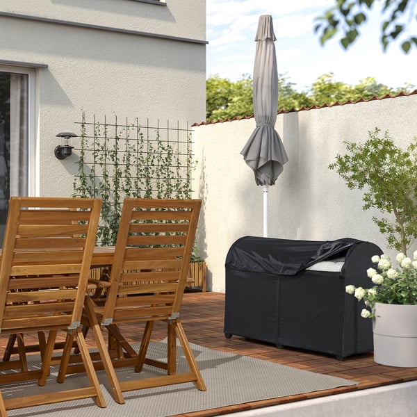 TOSTERÖ storage box, outdoor, black, 129x44x79 cm