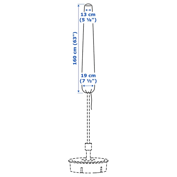 TOSTERÖ parasol cover, black, 160 cm